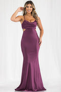 Plum Cowl Neck Cut-Out Maxi
