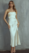 Ivory Strapless CrissCross Satin Midi