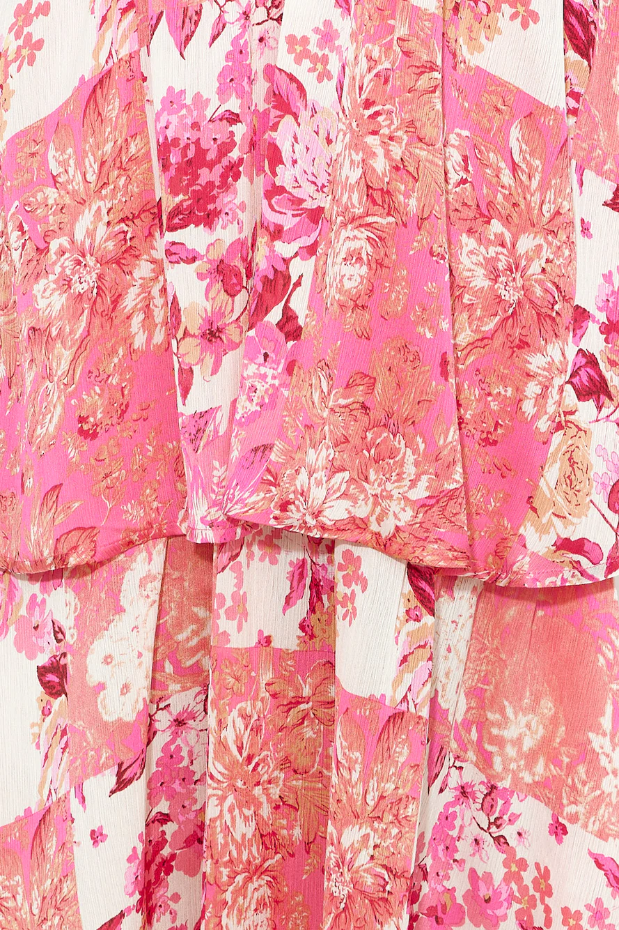 Pink Floral Tiered Maxi