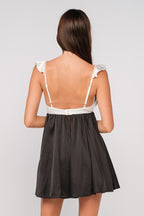 Silver & Black Rhinestone Babydoll Mini