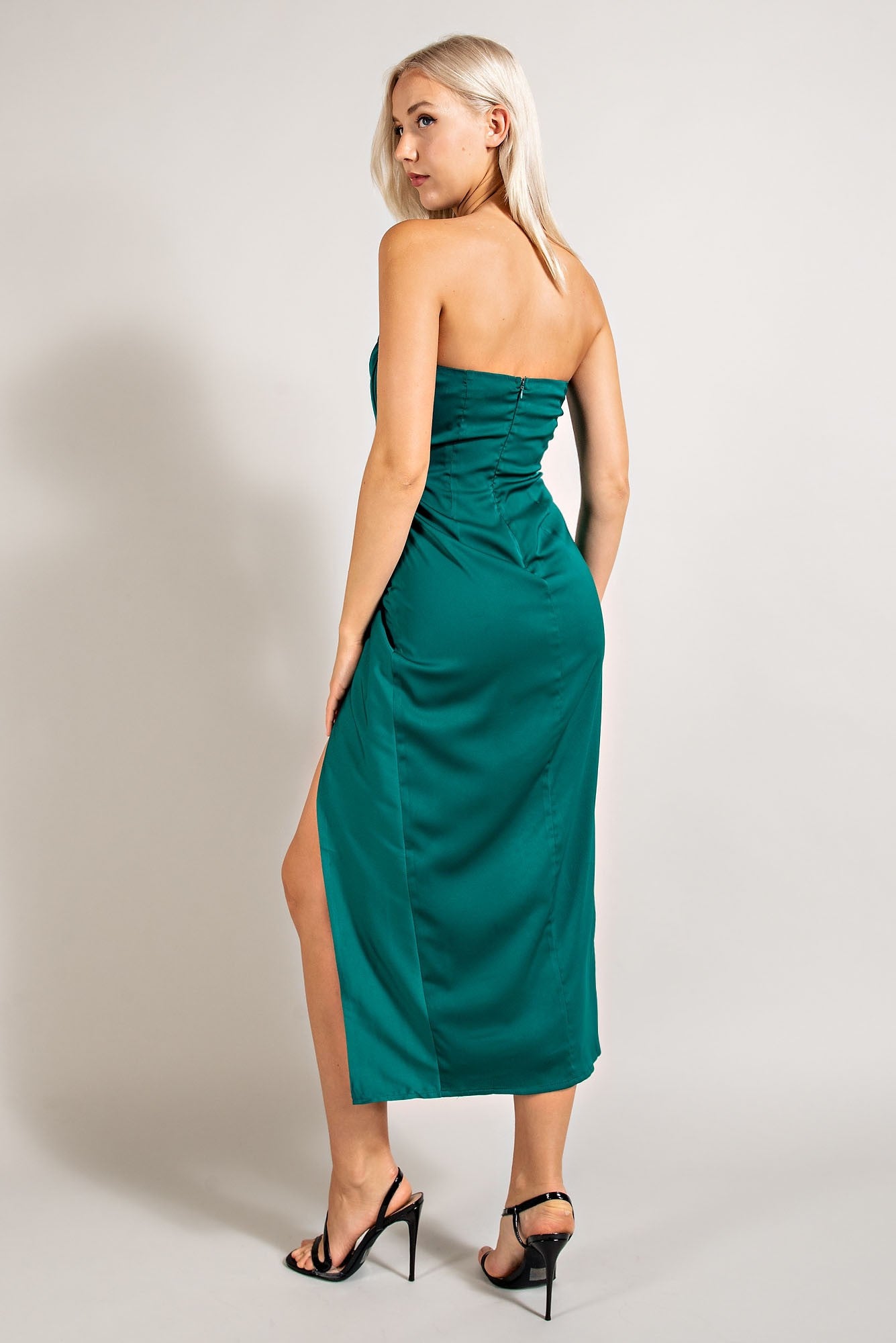 Emerald Green High Slit Twist Midi