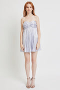 Silver Metallic Strapless Pleated Mini