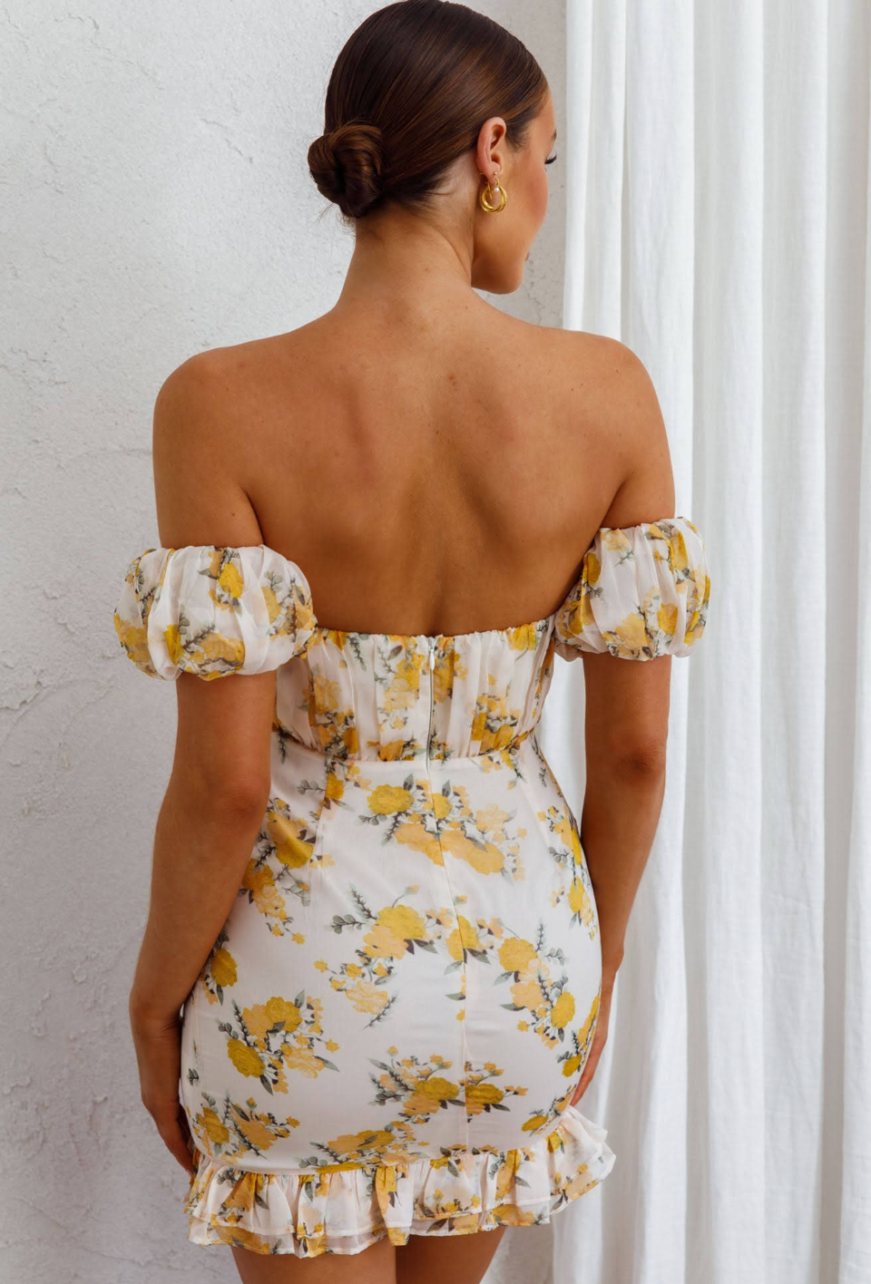 White Floral Off the Shoulder Bustier Mini