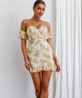 White Floral Off the Shoulder Bustier Mini