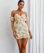 White Floral Off the Shoulder Bustier Mini