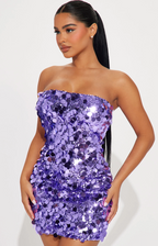 Lavender Strapless Large Sequin Mini