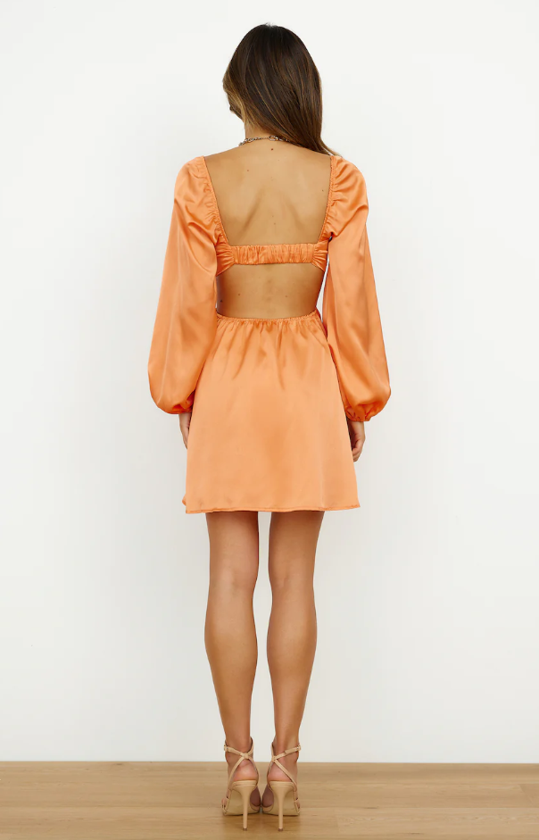 Orange Side Cuts Long Sleeve Mini