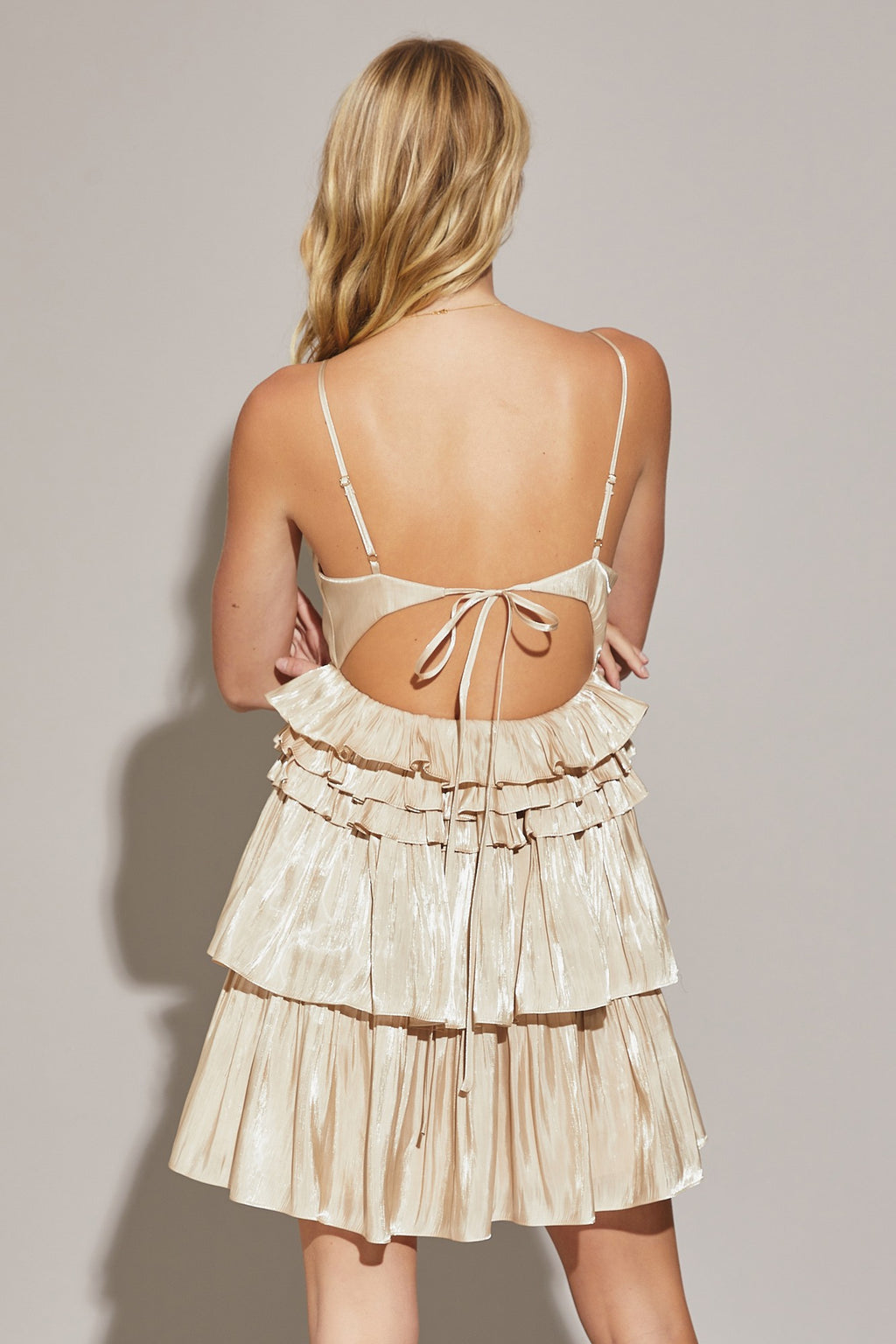Champagne Shimmer Ruffle Tiered Mini