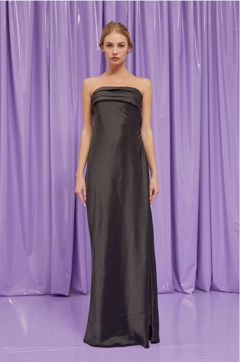 Black Strapless Column Maxi