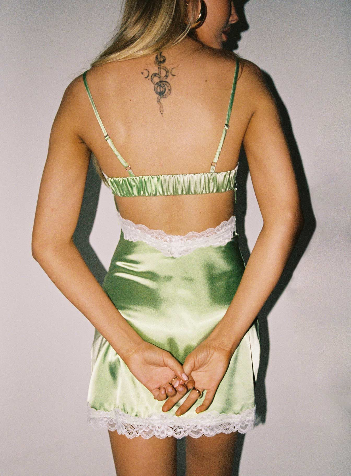 Light Green Lace Satin Mini