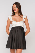 Silver & Black Rhinestone Babydoll Mini