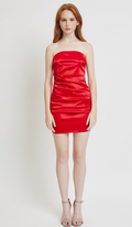 Red Pleated Satin Tube Mini